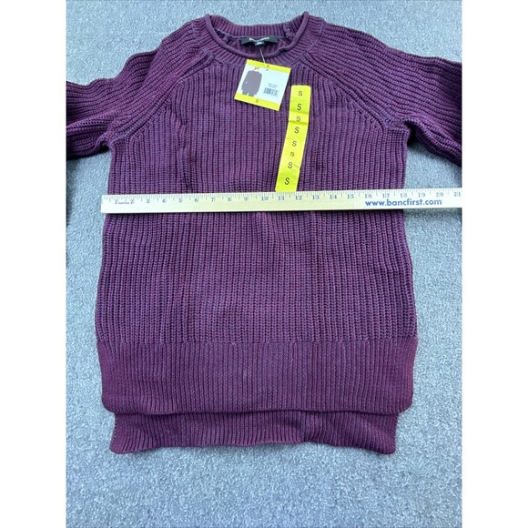 Ellen Tracy Sweater Womens Small Port Marl Burgundy Cable Knit Crew Neck New - Picture 6 of 15